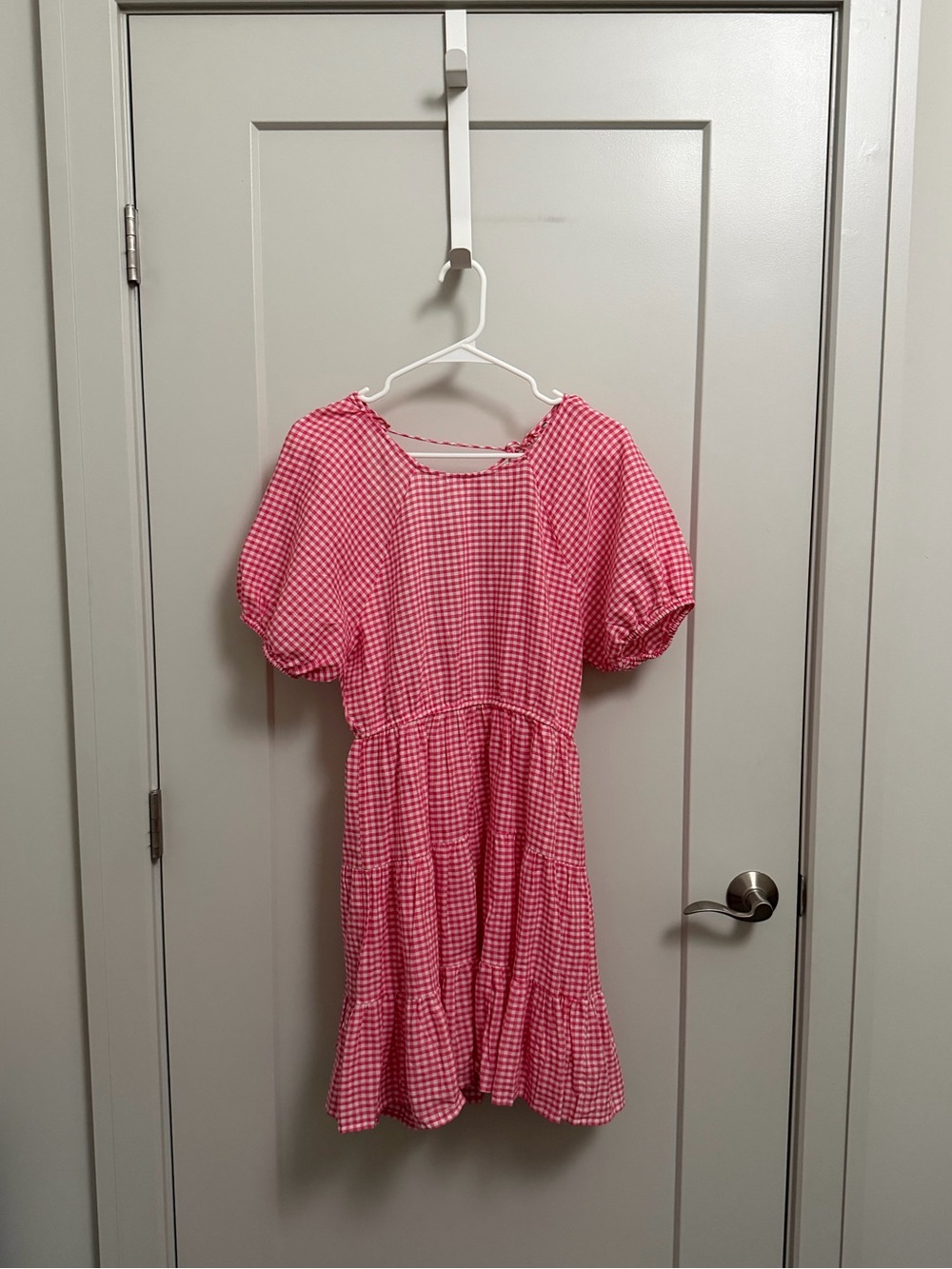 NA-KD Red & White Gingham Open-Back Mini Dress